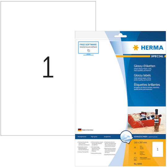 Herma Gloss Photo Quality 10 Self-Adhesive Rectangular A4 Labels 210x297mm