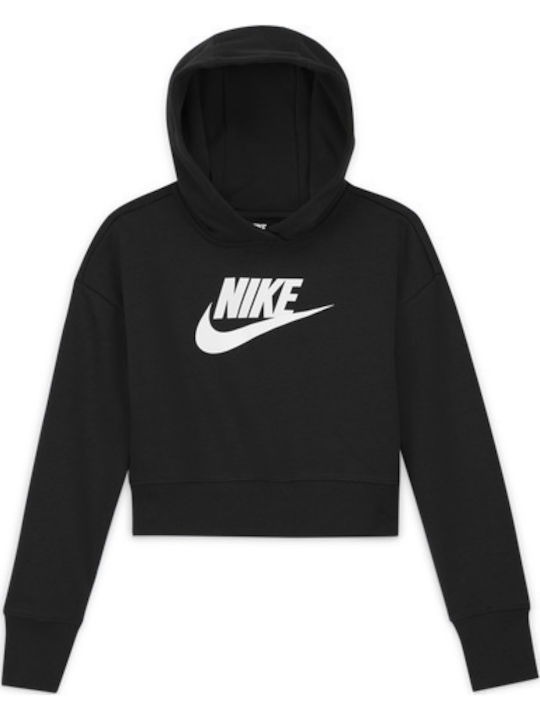 Nike Παιδικό Φούτερ Cropped με Κουκούλα Μαύρο S...