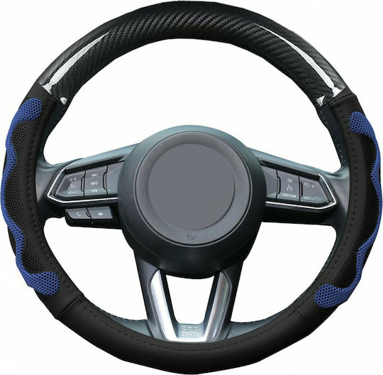 Carsun Car Steering Wheel Cover 8581 with Diameter 37-38cm made of Leatherette Blue