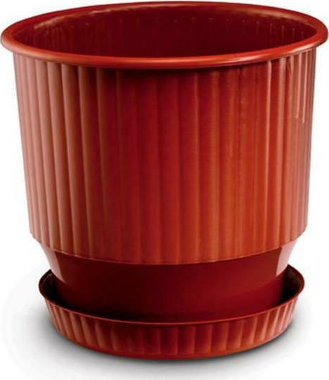 Atmosphera Йониан Кръгла Пластмасова Червена Саксия За Цветя 33x33x30см 10.04.0110Е