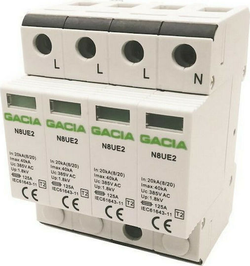 Gacia 4-Poles Inspired T2 Panel Lightning Protection 40kA Τριφασικό 385V