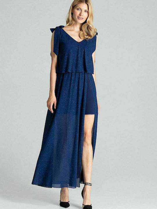 Figl M691 Maxi Evening Dress Navy Blue 138278