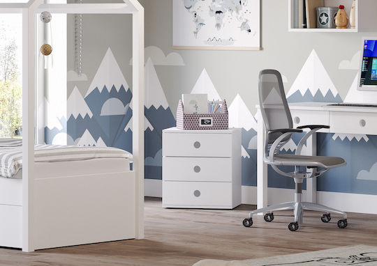 Wooden Kids Bedside Table Kiddy White 49x45x55cm