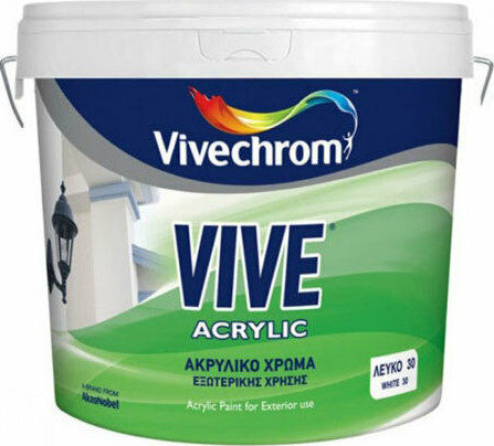 Vivechrom Vive Acrylic Base P Plastic Acrilyc Paint for Exterior Use White 750ml