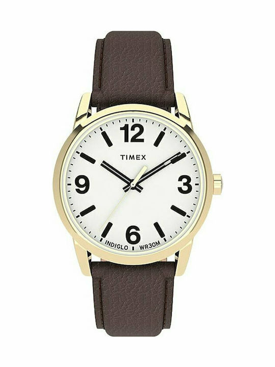 Timex Easy Reader Women's Watch with Brown Leather Strap