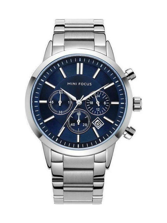 Mini Focus Men's Watch 46mm Battery with Silver Metal Bracelet