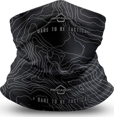 Pentagon Skiron Scarf Topographic Map Black Black Neck Scarf