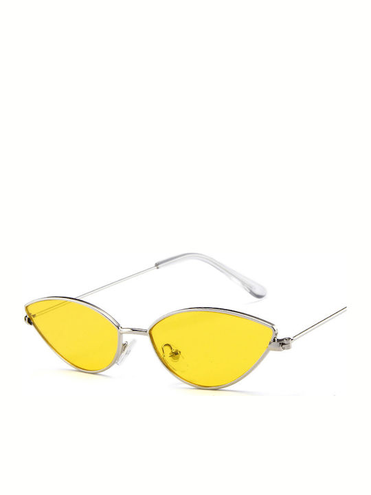 Martinez Ponente Women's Sunglasses with Silver Metal Frame and Yellow Lens