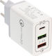 Lamtech Φορτιστής Χωρίς Καλώδιο με 2 Θύρες USB-A και Θύρα USB-C 15W Power Delivery / Quick Charge 3.0 Λευκός (LAM022001)