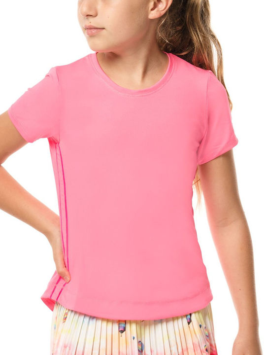 Short Sleeve Blouse For Girls Lucky In Love Dynamic High-Low Neon Pink