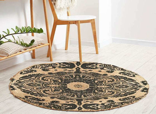 Inart Rug Round Summer from Jute Natural Beige / Black