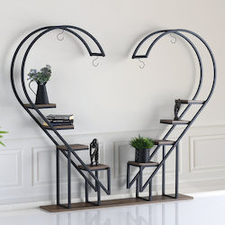 Kalpli Floor MDF / Metal Shelf Black 180x25x155cm