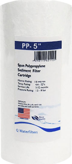QWaterFilters Filtru de Apă de Înlocuire pentru Blat și Sub Blat din Polipropilenă 5" PP-5" 10 μm - micrometru