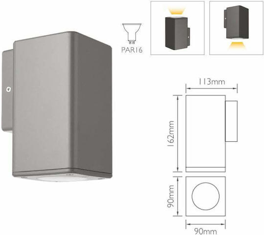 Fos me Wall-Mounted Outdoor Spot Light GU10 IP65 Double Beam