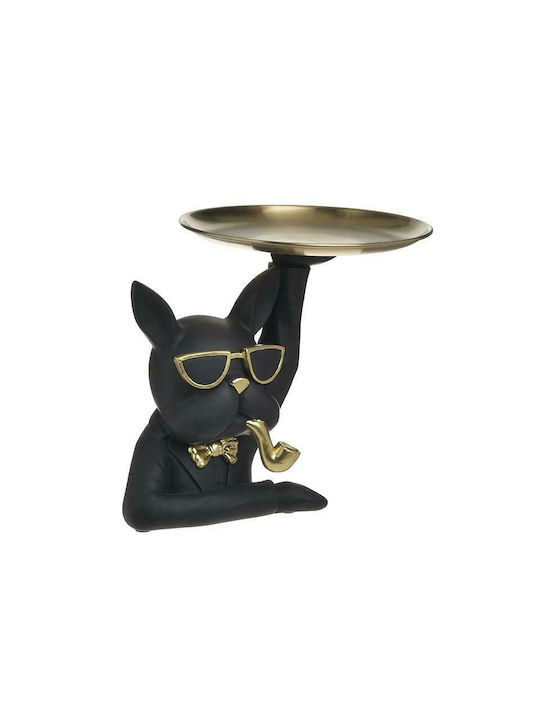 Inart Διακοσμητικό Σκυλάκι Πολυρητίνης Μαύρος/Χρυσός 11x11x18cm