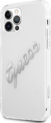 Guess Vintage Script Silver Back Cover Πλαστικό Διάφανο (iPhone 12 / 12 Pro)