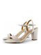 Vizzano Women's Sandals 6262-474 with Ankle Strap White with Chunky High Heel 6262.474