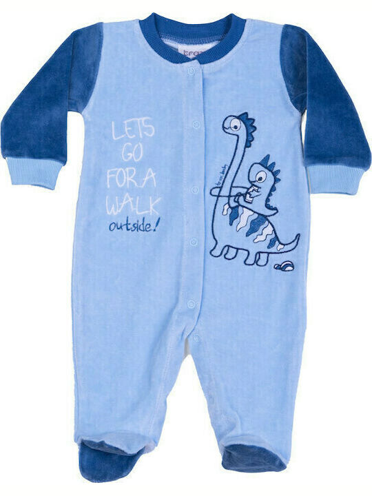 Trax Babystrampler Langärmliges Samt Hellblau