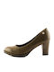 Adam's Shoes Leder Pumps mit Chunky mittelhohem Absatz Braun