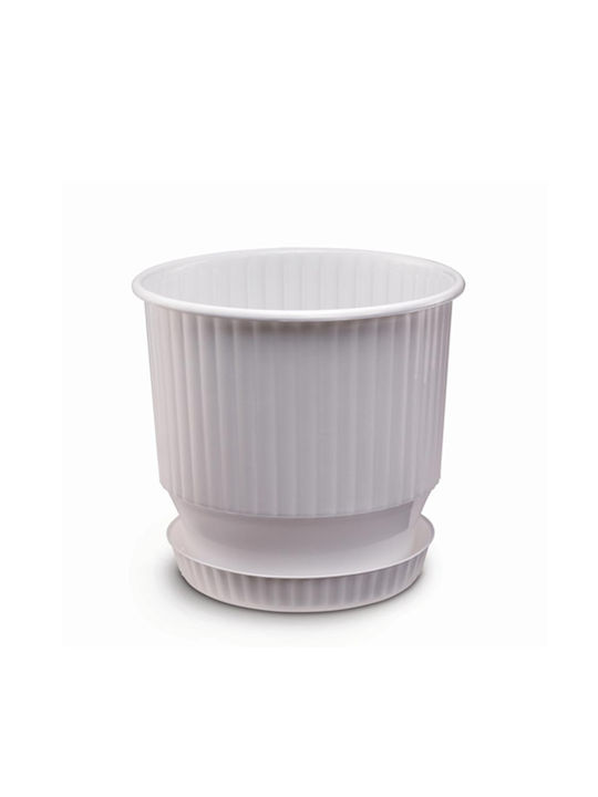Atmosphera Ionian Round Γλάστρα Πλαστική Λευκή 24x24x22εκ.