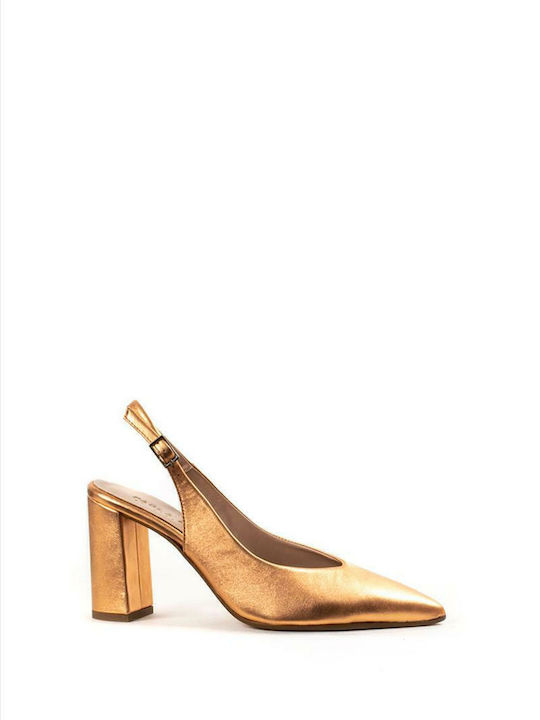 Paola Ferri Leather Gold Heels