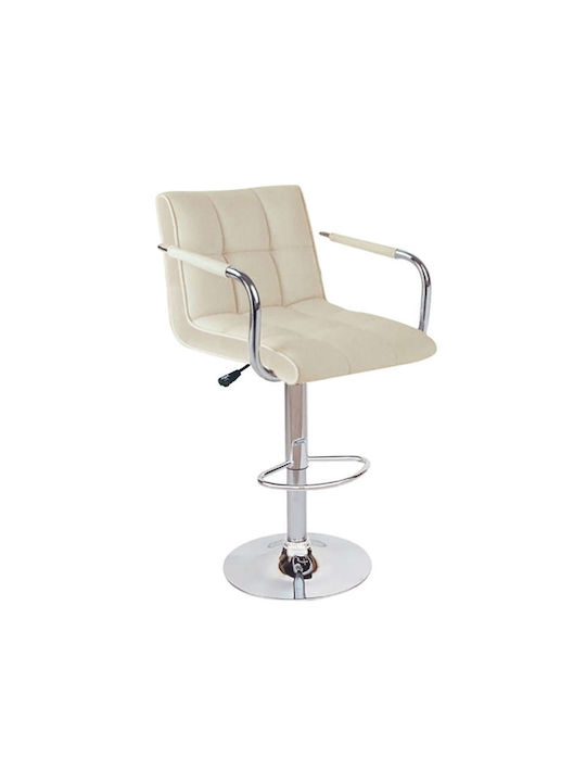 Stools Bar Collapsible with Backrest Upholstered with Faux Leather Bar 54 Cream 1pcs 52x51x90cm