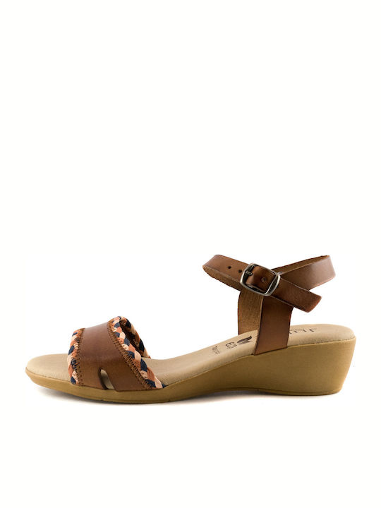 Juliet Dunn 3014 Women's Ankle Strap Platforms Tabac Brown