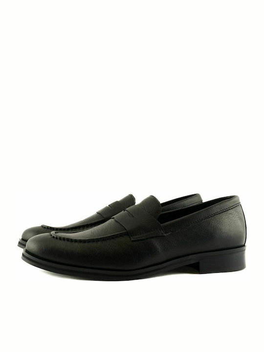 Romeo Gigli 73 Men's Leather Boat Shoes Black