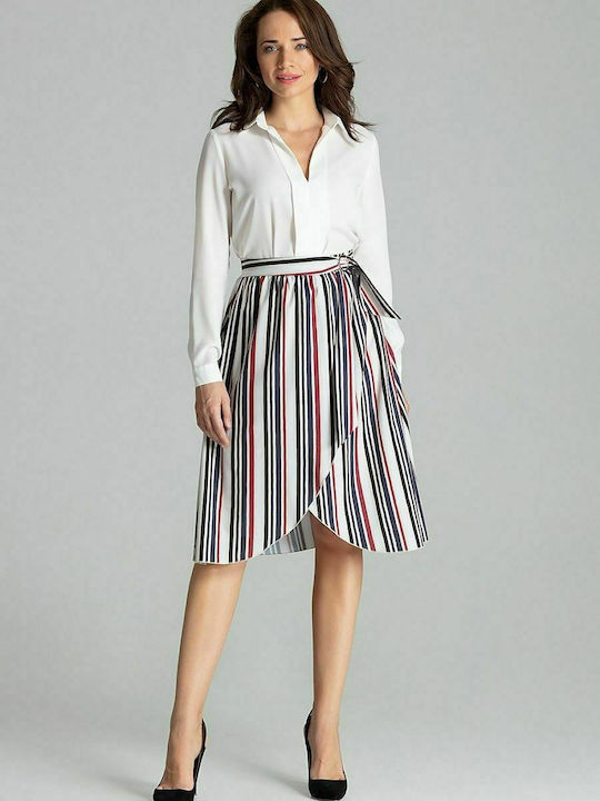 Lenitif L060 High Waist Midi Envelope Skirt in White color