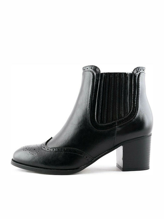 2051 Leder Stiefeletten Damen Schwarz