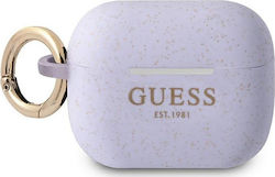 Guess Glitter Θήκη Σιλικόνης με Γάντζο σε Μωβ χρώμα για Apple AirPods Pro