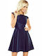 Numoco Summer Mini Evening Dress with Lace Navy Blue