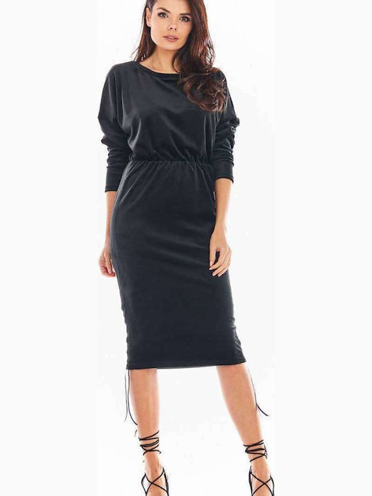 Awama Midi Rochie de Seară Catifea Negru