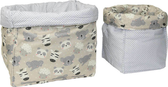Bebe Stars Бебешки кошници за козметика Panda Сив 2бр