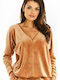 Awama Women's Velvet Sweatshirt Beige