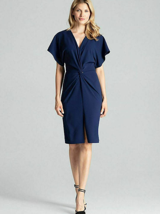 Figl M687 Midi Dress Short Sleeve Navy Blue 138293