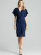 Figl M687 Midi Dress Short Sleeve Navy Blue 138293