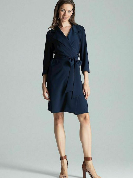 Figl M680 Mini Dress 3/4 Sleeve Wrap Navy Blue ...