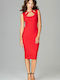 Lenitif K475 Sommer Midi Kleid Rot