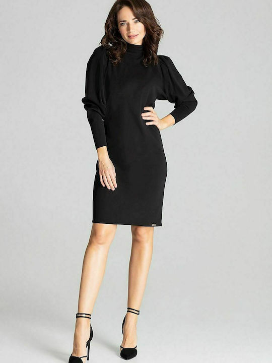 Lenitif L064 Mini Dress Turtleneck Black