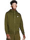 Nike Sportswear Men's Sweatshirt Jacket with Hood and Pockets Khaki