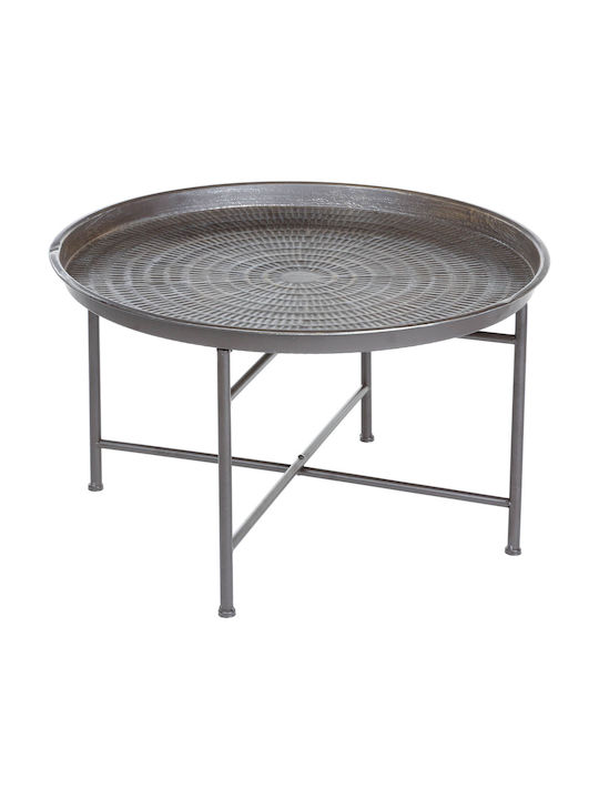 Round Metal Side Table Ασημί L65xW65xH39cm