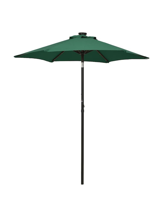 Ομπρέλα Δαπέδου Στρογγυλή Αλουμινίου Πράσινη με Led Φωτισμό Φ2m