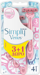 Venus Simply Disposable Razors for Body Single Use with 3 Blades & Lubricious Strip 4pcs