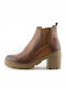 67045 Leder Damen Chelsea Stiefeletten mit mittlerem Absatz Tabac Braun