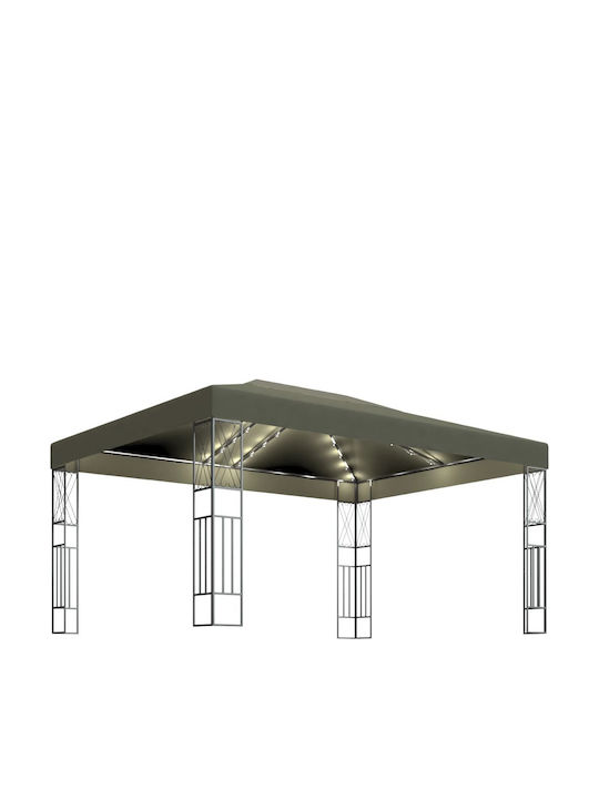 vidaXL Κιόσκι Κήπου με Led Taupe 4x3m