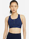 Swoosh Women's Athletic Sports Bra Navy Blue with Removable Padding