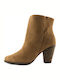 Dicas Leather Women's Ankle Boots with High Heel Tabac Brown