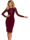 Numoco Midi Evening Dress Burgundy