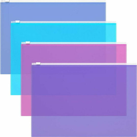 ErichKrause Folder Transparent with Zipper for Paper A4 (Μiscellaneous colours)
